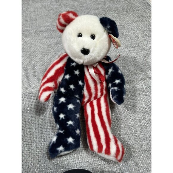 Ty Beanie Buddie Spangle Bear And Beanie Baby Glory Bear Lot USA Patriotic Plush - Picture 2 of 16